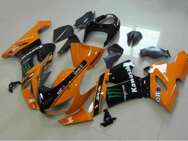 Migliori Carena Moto Kawasaki ZX6R 2005-2006 - Arancia Nero Verde Mostro