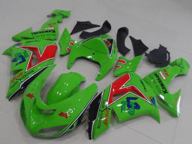 Migliori Carena Moto Kawasaki ZX6R 2005-2006 - Verde Rosso Nero ENEOS Banca