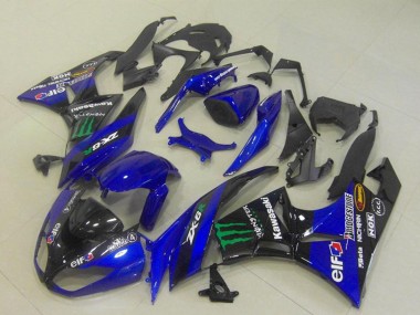 Migliori Carena Moto Kawasaki ZX6R 2009-2012 - Blu Nero Lucido Verde Elf Mostro Bridgestone