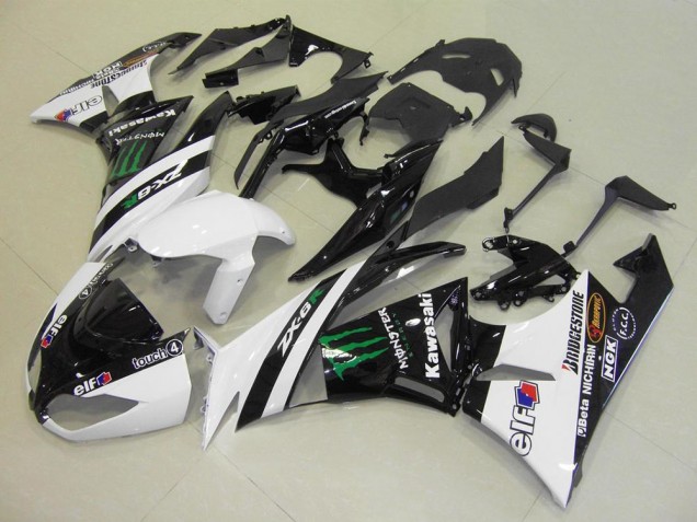 Migliori Carena Moto Kawasaki ZX6R 2009-2012 - Bianco Nero Lucido Verde Elf Touch4 Mostro Bridgestone