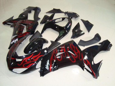 Migliori Carena Moto Kawasaki ZX10R 2006-2007 - Nero Lucido Rosso Fiamma