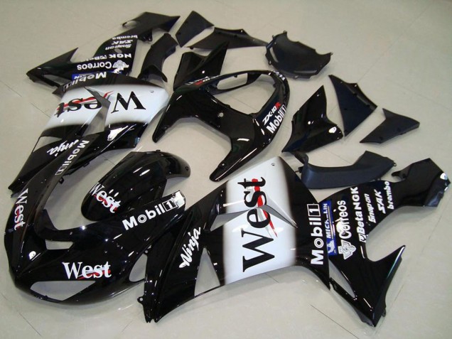 Migliori Carena Moto Kawasaki ZX10R 2006-2007 - Nero Lucido Bianco West