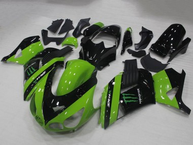Migliori Carena Moto Kawasaki ZX14R ZZR1400 2006-2011 - Verde Nero Lucido Mostro