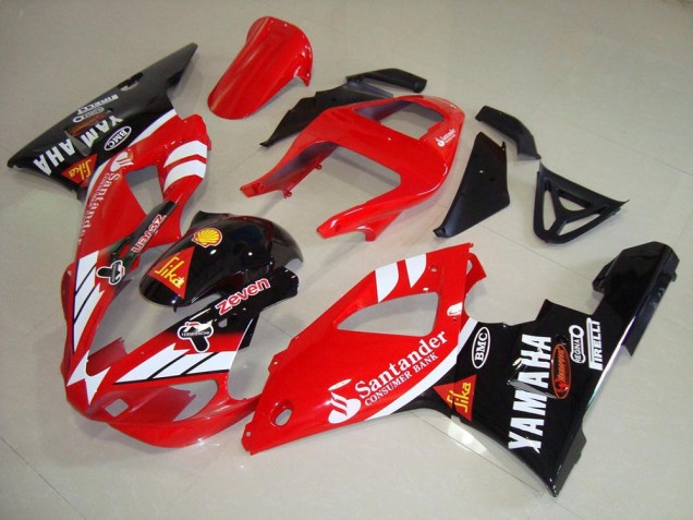 Migliori Carena Moto Yamaha YZF R1 2000-2001 - Rosso Bianco Nero Lucido Santander