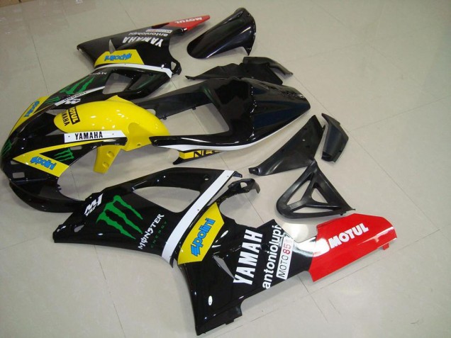 Migliori Carena Moto Yamaha YZF R1 2000-2001 - Nero Lucido Giallo Bianco Rosso Mostro Motul