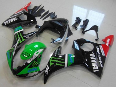 Migliori Carena Moto Yamaha YZF R6 2003-2004 - Nero Lucido Rosso Verde Mostro Motul