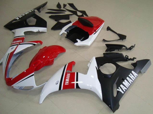 Migliori Carena Moto Yamaha YZF R6 2003-2004 - Bianco Rosso Nero Opaco