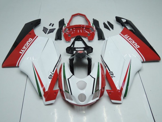 Migliori Carena Moto Ducati 749 2003-2004 - Bianco Rosso Verde Nero Lucido