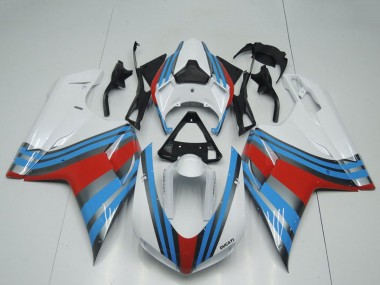Migliori Carena Moto Ducati 848 1098 1198 2007-2014 - Bianco Blu Rosso