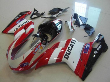 Migliori Carena Moto Ducati 848 1098 1198 2007-2014 - Bianco Rosso Nero Generali Tim