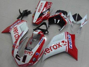 Migliori Carena Moto Ducati 848 1098 1198 2007-2014 - Bianco Rosso Nero Lucido Valsir Xerox OEM Stile 21