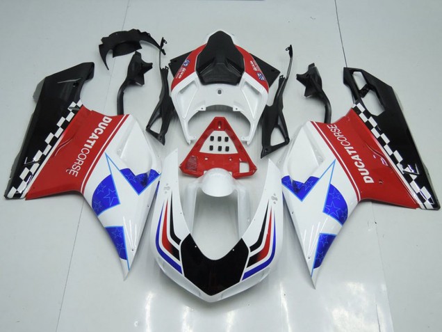 Migliori Carena Moto Ducati 848 1098 1198 2007-2014 - Bianco Rosso Blu Nero Lucido Corse