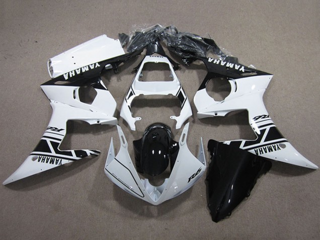 Migliori Kit Carena Moto Completo Yamaha YZF R6 2003-2004 - Bianco Nero Lucido