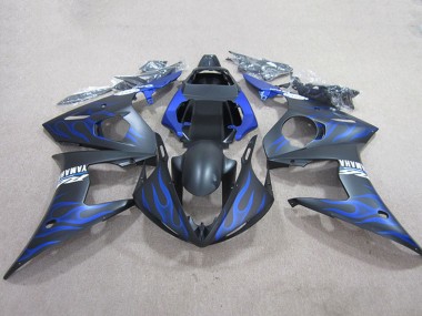 Migliori Carena Moto Yamaha YZF R6 2003-2004 - Nero Opaco Blu Fiamma