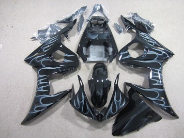 Migliori Carena Moto Yamaha YZF R6 2003-2004 - Nero Lucido Argento Fiamma