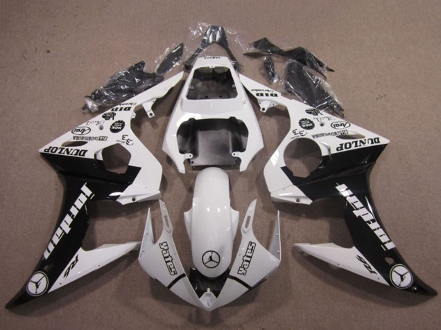 Migliori Carena Moto Yamaha YZF R6 2003-2004 - Bianco Nero Lucido Jordan Dunlop