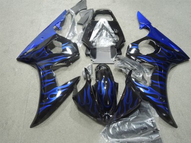 Migliori Carena Moto Yamaha YZF R6 2003-2004 - Nero Lucido Blu Fiamma