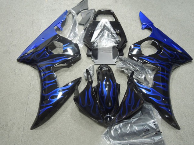 Migliori Carena Moto Yamaha YZF R6 2003-2004 - Nero Lucido Blu Fiamma
