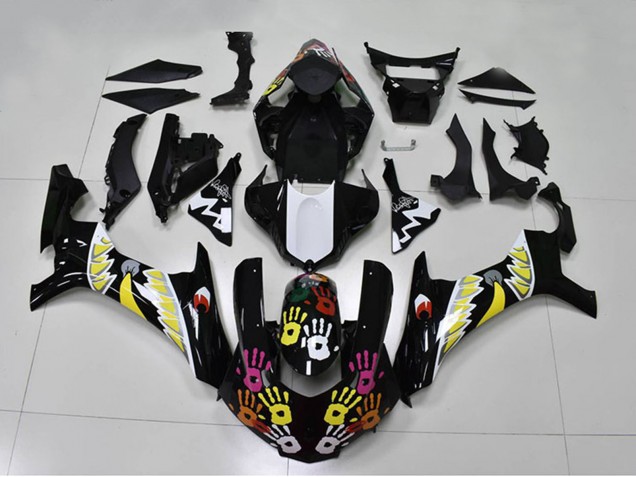 Migliori Carena Moto Yamaha YZF R1 2015-2019 - Nero Bianco Giallo Rosa Squalo