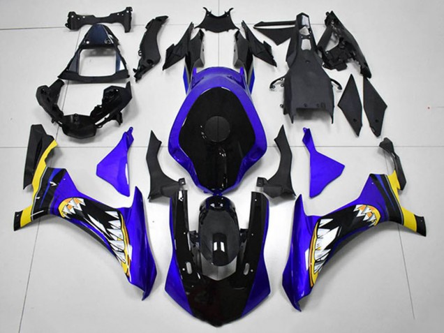 Migliori Carena Moto Yamaha YZF R1 2015-2019 - Blu Giallo Nero Lucido Squalo