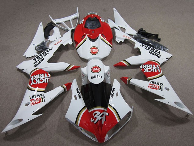 Migliori Carena Moto Yamaha YZF R1 2004-2006 - Bianco Rosso Lucky Strike