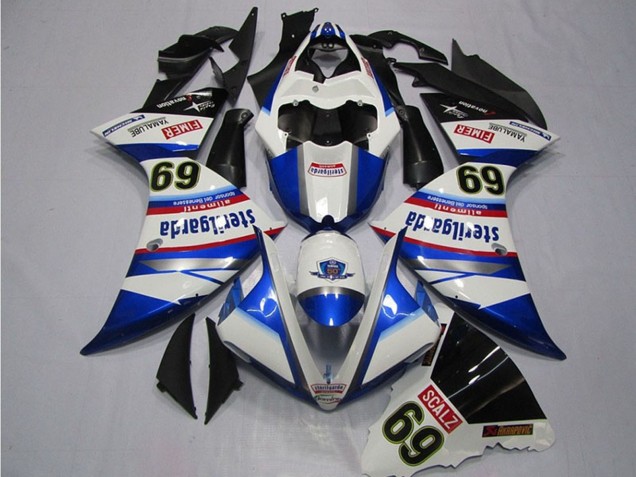 Migliori Carena Moto Yamaha YZF R1 2009-2011 - Bianco Blu Nero Sterilgarda SCALZ 69