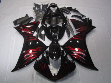 Migliori Carena Moto Yamaha YZF R1 2009-2011 - Nero Lucido Rosso Fiamma