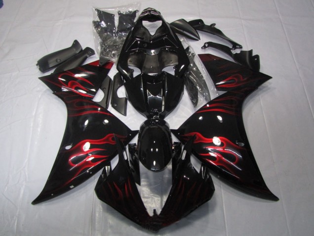 Migliori Carena Moto Yamaha YZF R1 2009-2011 - Nero Lucido Rosso Fiamma