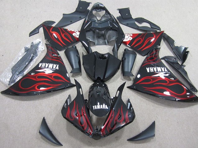 Migliori Carena Moto Yamaha YZF R1 2009-2011 - Nero Lucido Rosso Fiamma