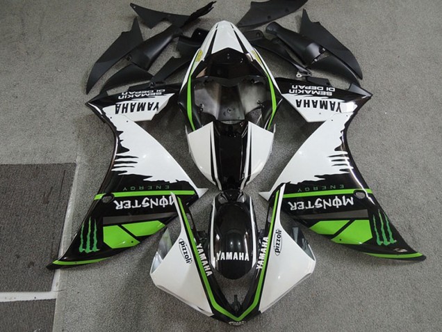 Migliori Carena Moto Yamaha YZF R1 2009-2011 - Bianco Nero Verde Mostro Semakin Didepan