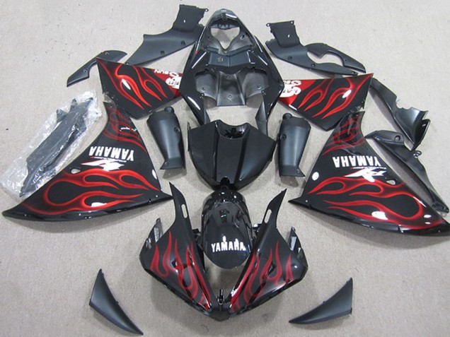 Migliori Carena Moto Yamaha YZF R1 2012-2014 - Nero Lucido Rosso Fiamma