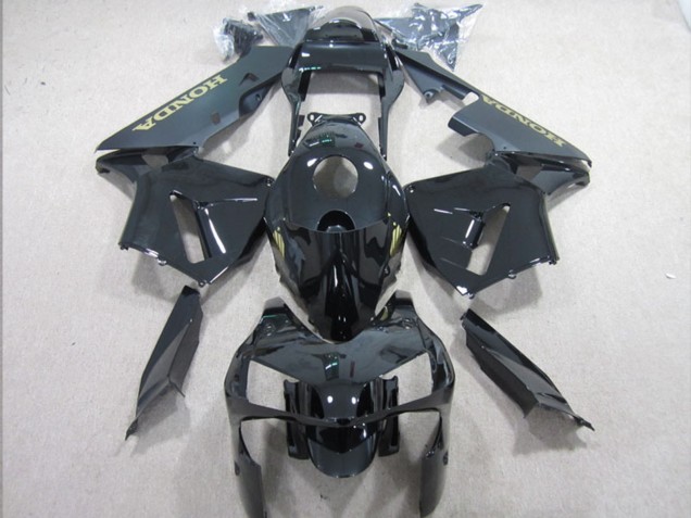 Migliori Carena Moto Honda CBR600RR 2003-2004 - Nero Lucido Nero Opaco Oro Decal