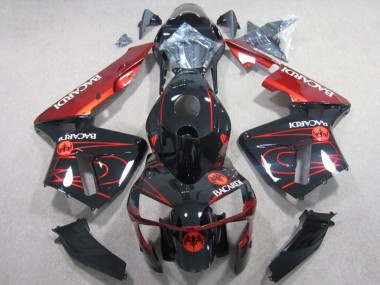 Migliori Carena Moto Honda CBR600RR 2003-2004 - Nero Lucido Rosso RACARDI