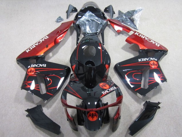 Migliori Carena Moto Honda CBR600RR 2003-2004 - Nero Lucido Rosso RACARDI