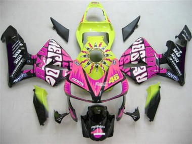 Migliori Carena Moto Honda CBR600RR 2003-2004 - Giallo Rosa Nero Lucido Valentino Rossi