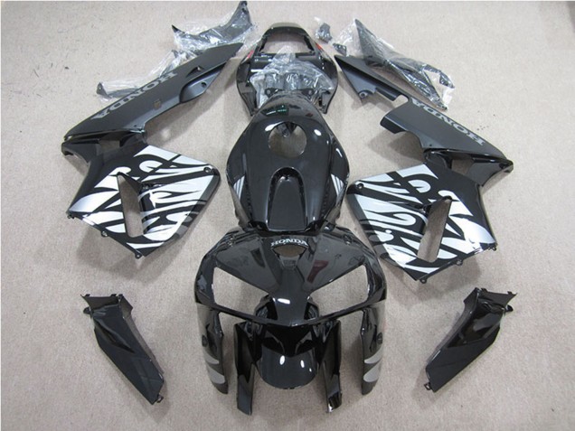 Migliori Carena Moto Honda CBR600RR 2005-2006 - Nero Lucido Argento Fiamma
