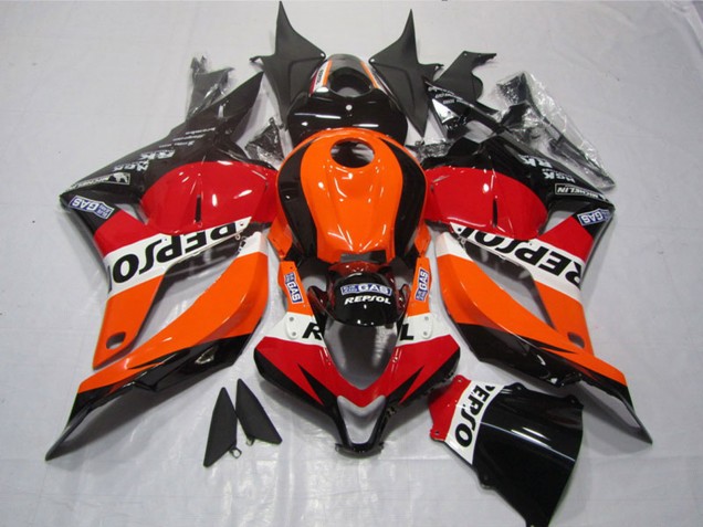 Migliori Plastica ABS Honda CBR600RR 2009-2012 - Arancia Bianco Rosso Nero Lucido Repsol