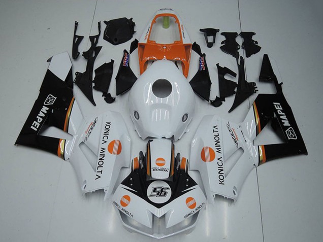 Migliori Carena Moto Honda CBR1000RR 2012-2016 - Bianco Arancia Nero Lucido Konica Minolta 56