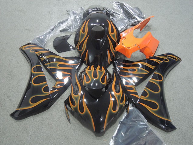 Migliori Carena Moto Honda CBR1000RR 2008-2011 - Nero Lucido Arancia Fiamma