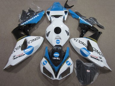 Migliori Carena Moto Honda CBR1000RR 2006-2007 - Bianco Azzurro Chiaro Nero Lucido Konica Minolta