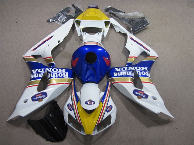Migliori Carena Moto Honda CBR1000RR 2006-2007 - Bianco Blu Giallo Oro Rothmans