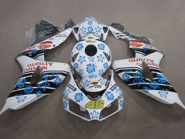 Migliori Carena Moto Honda CBR1000RR 2006-2007 - Bianco Azzurro Chiaro Nero Lucido Rosso Nastro Azzurro Repsol 46