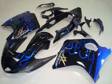 Migliori Carena Moto ABS Honda CBR1100XX Blackbird 1996-2007 - Nero Lucido Blu Fiamma