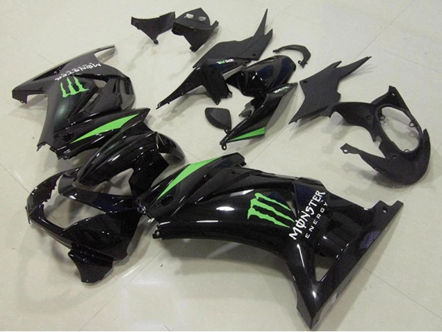 Migliori Carena Moto Kawasaki ZX250R 2008-2012 - Nero Lucido Verde Mostro Energy