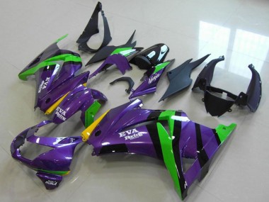Migliori Carena Moto Kawasaki ZX250R 2008-2012 - Viola Verde Giallo Nero EVA Corsa