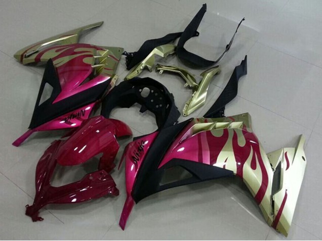 Migliori Carena Moto Kawasaki ZX300R 2013-2018 - Oro Rosa Rosso Nero