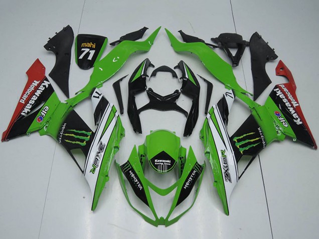 Migliori Carena Moto Kawasaki ZX6R 2013-2018 - Verde Bianco Nero Rosso Mostro