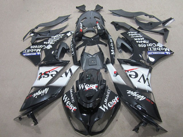 Migliori Carena Moto Kawasaki ZX6R 2009-2012 - Nero Lucido Bianco West