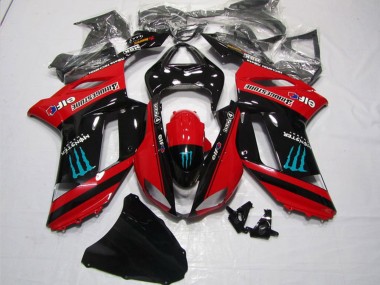 Migliori Carena Moto Kawasaki ZX6R 2007-2008 - Rosso Nero Mostro