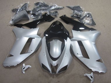 Migliori Carena Moto Kawasaki ZX6R 2007-2008 - Argento Nero